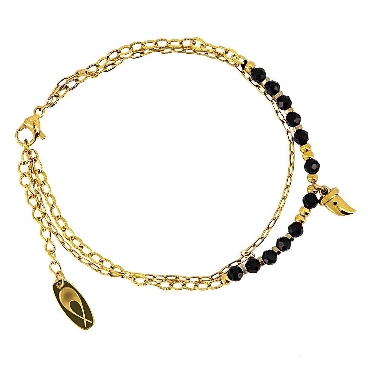 Pulsera Doble de Piedras Naturales y Dije de Chile MyClio