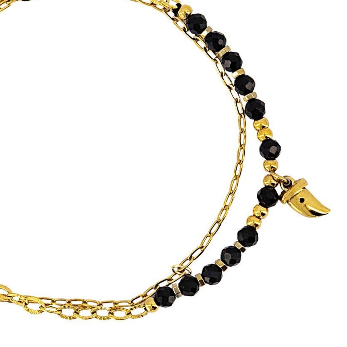 Pulsera Doble de Piedras Naturales y Dije de Chile MyClio