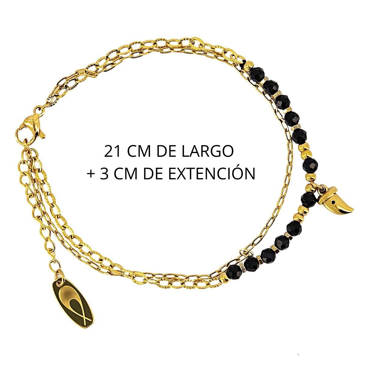 Pulsera Doble de Piedras Naturales y Dije de Chile MyClio