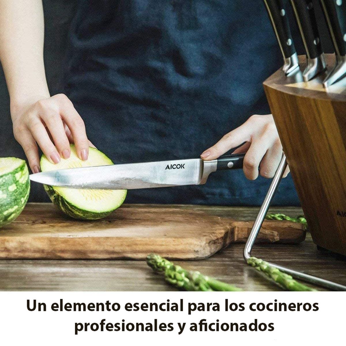 Set de cuchillos en bloque acero Inoxidable Aicok KF-F8004-6