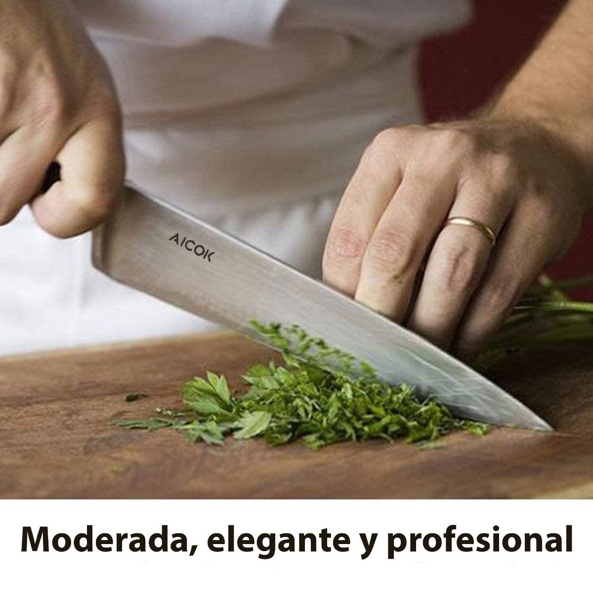 Set de cuchillos en bloque acero Inoxidable Aicok KF-F8004-6