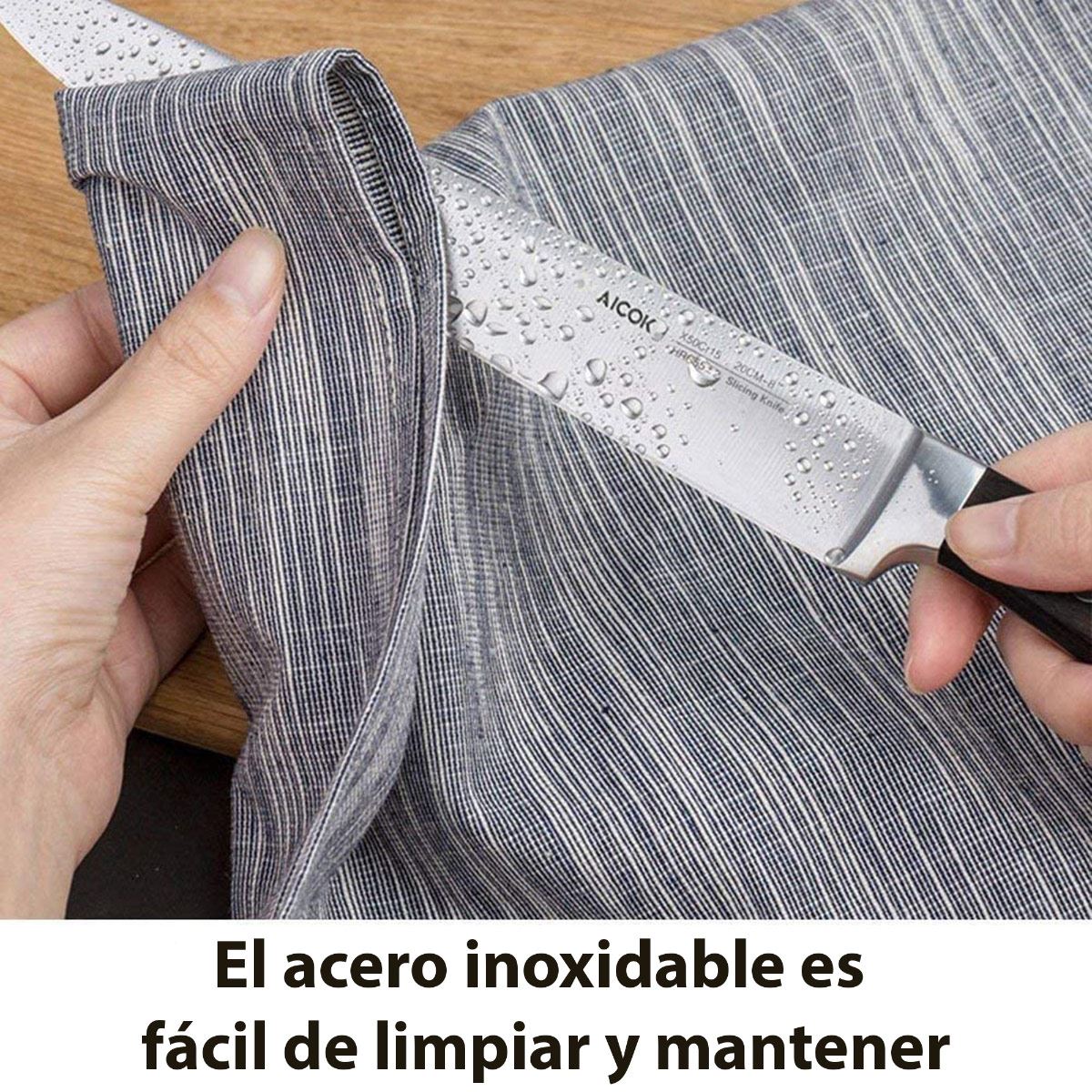 Set de cuchillos en bloque acero Inoxidable Aicok KF-F8004-6