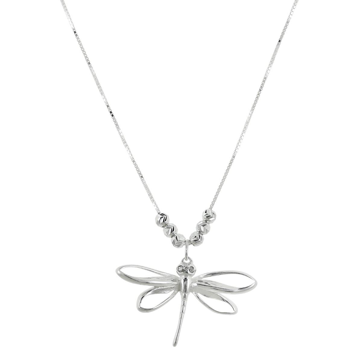 Collar Libélula Con Ojos De Zirconia Y Esferas