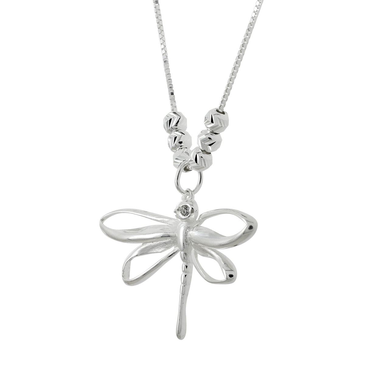 Collar Libélula Con Ojos De Zirconia Y Esferas