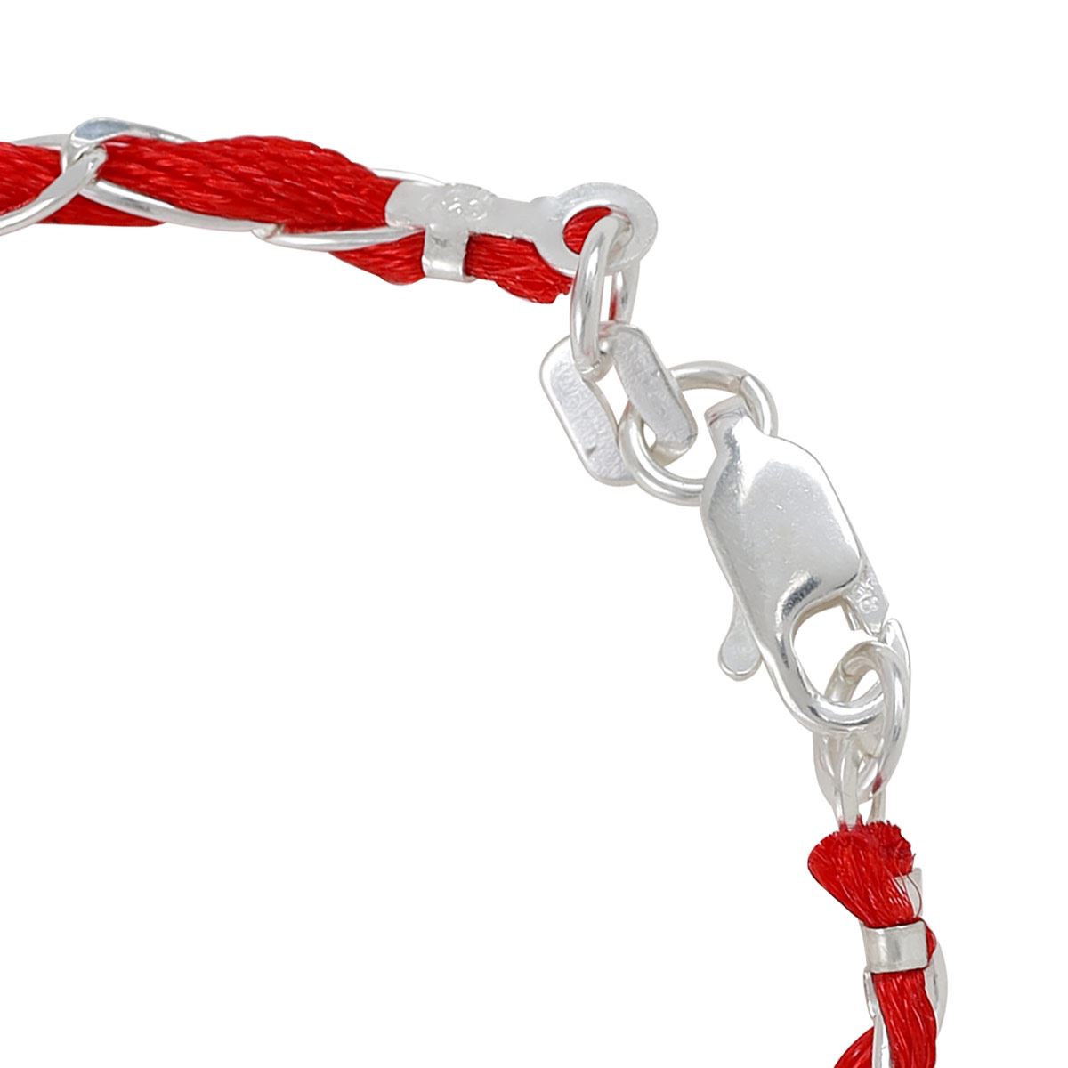 PULSERA SAN BENITO CON LISTÓN ROJO ,PULSERA,PLATA C/LISTON, VILLALPANDO