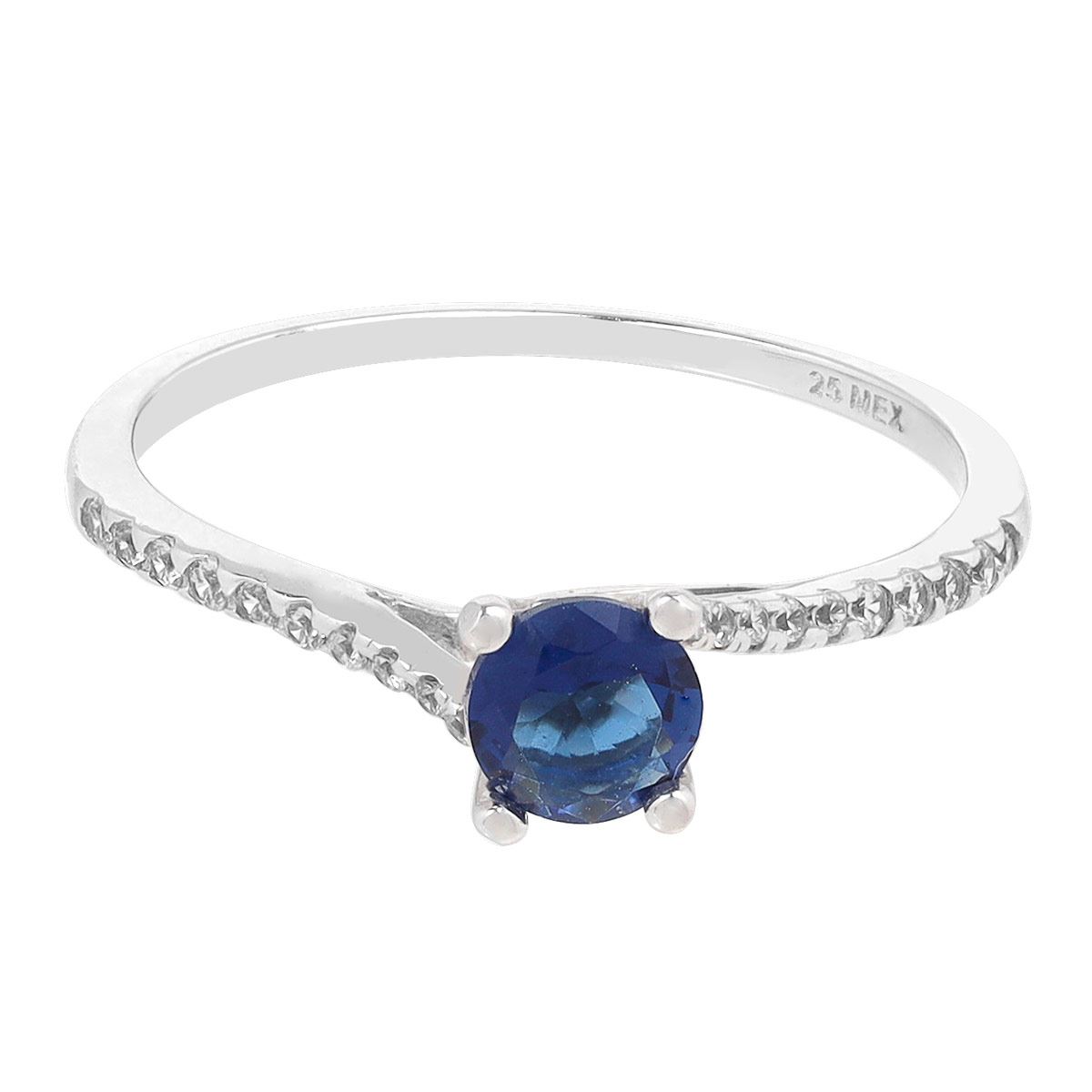 Anillo Solitario Con Zirconia Azul. Plata, Anillo, Solitario Con Zirconia Azul, Villalpando
