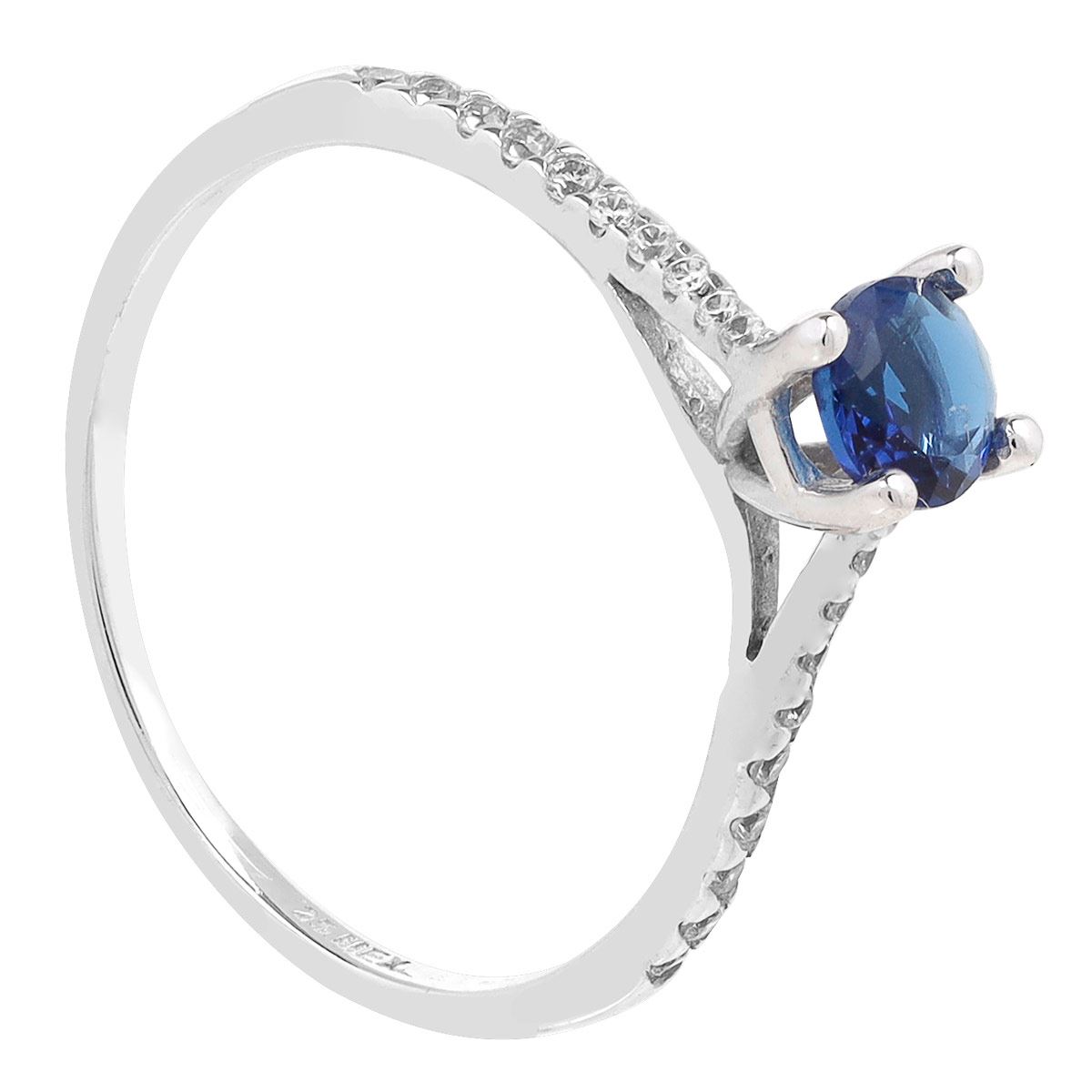 Anillo Solitario Con Zirconia Azul. Plata, Anillo, Solitario Con Zirconia Azul, Villalpando