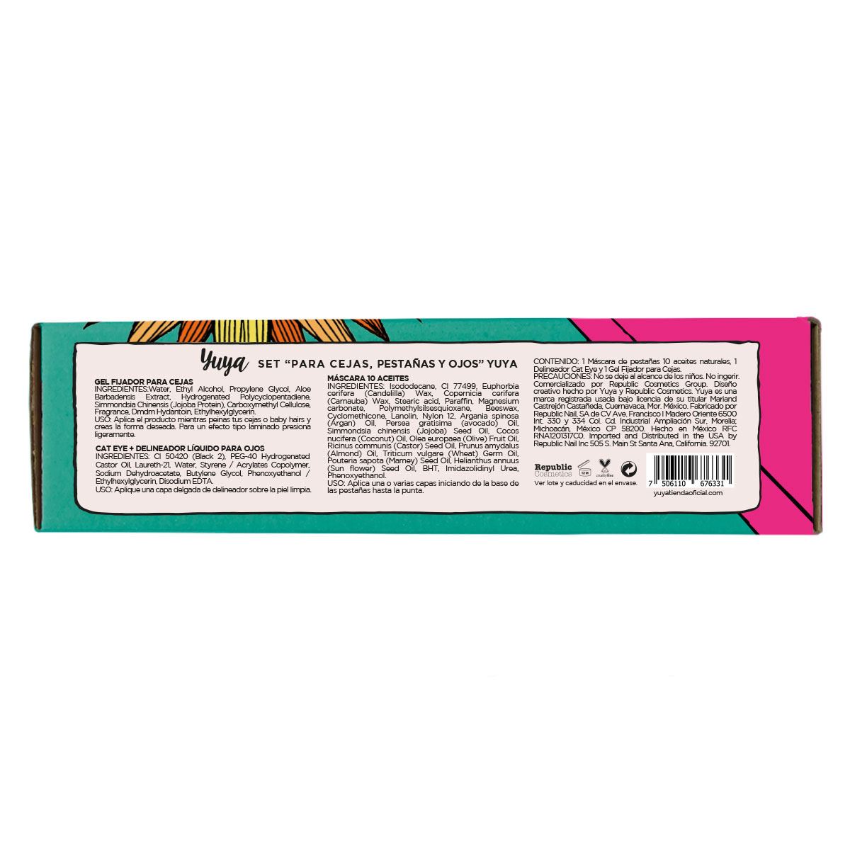 Pack Máscara 10 Aceites + Gel de Cejas + Cat Eye Yuya