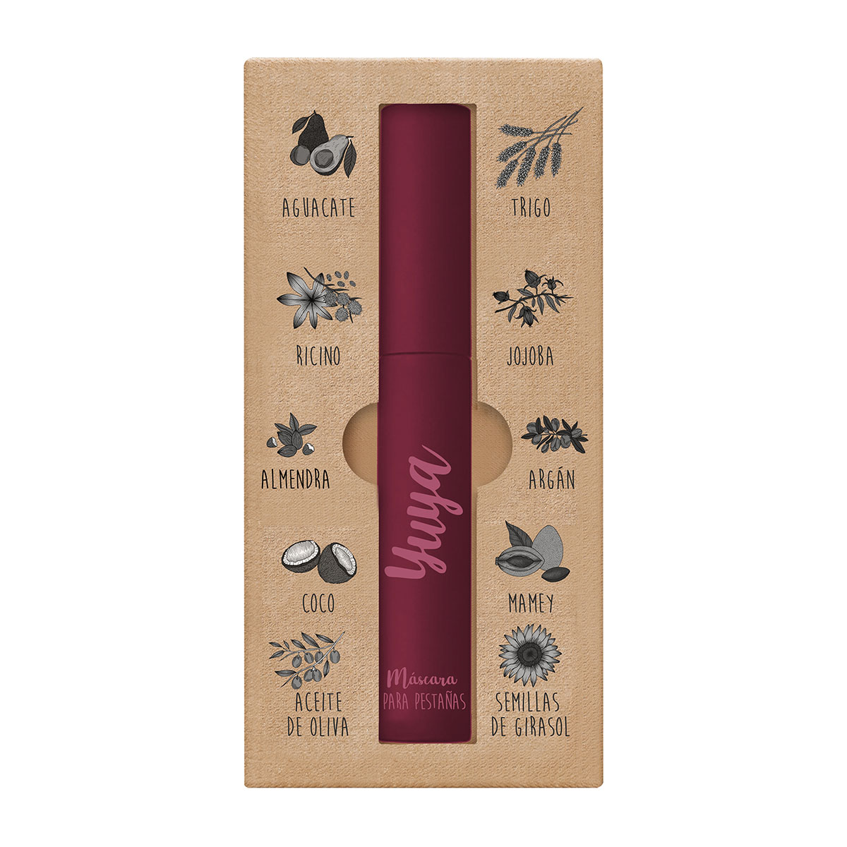 Máscara de pestañas 10 Aceites Naturales Borgoña Yuya