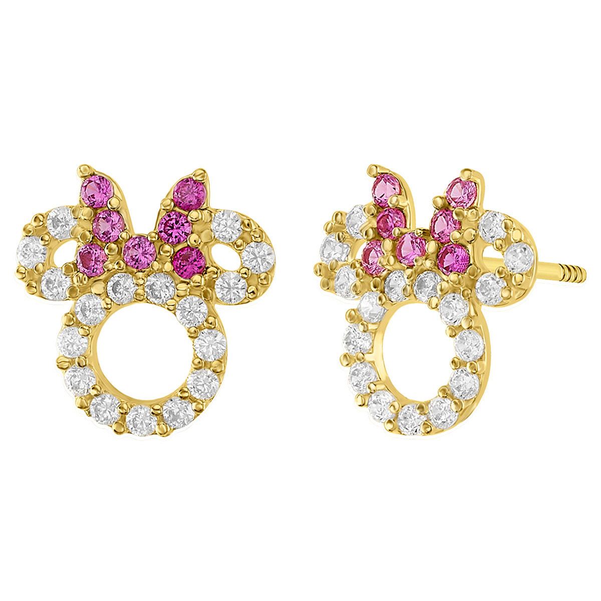 Broquel Minnie Moño Pavé Oro 14K Disney