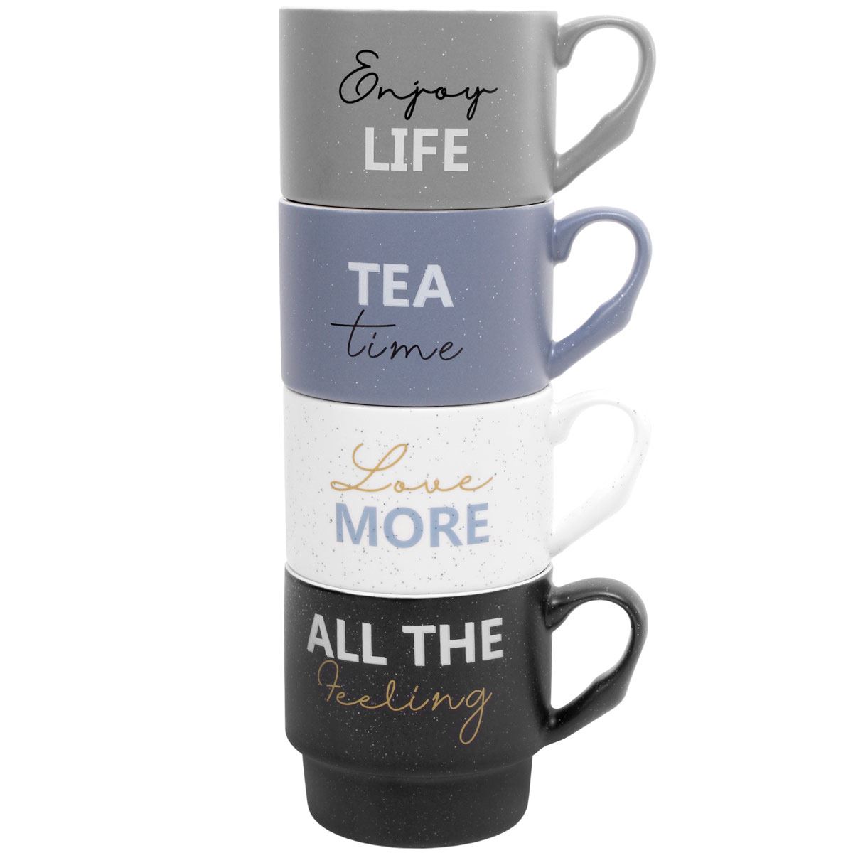 Juego de 4 tazas de porcelana 300 mililitros  4 piezas HELENA