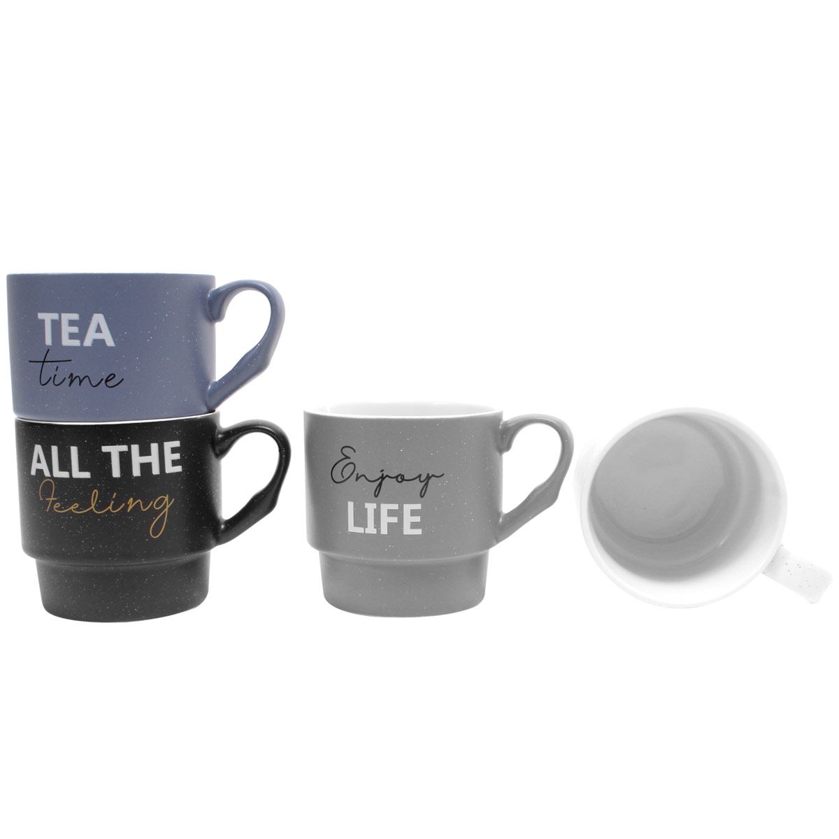 Juego de 4 tazas de porcelana 300 mililitros  4 piezas HELENA