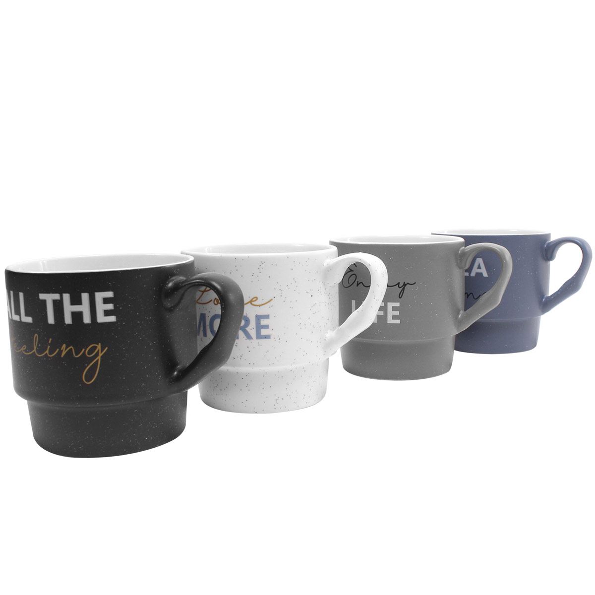 Juego de 4 tazas de porcelana 300 mililitros  4 piezas HELENA