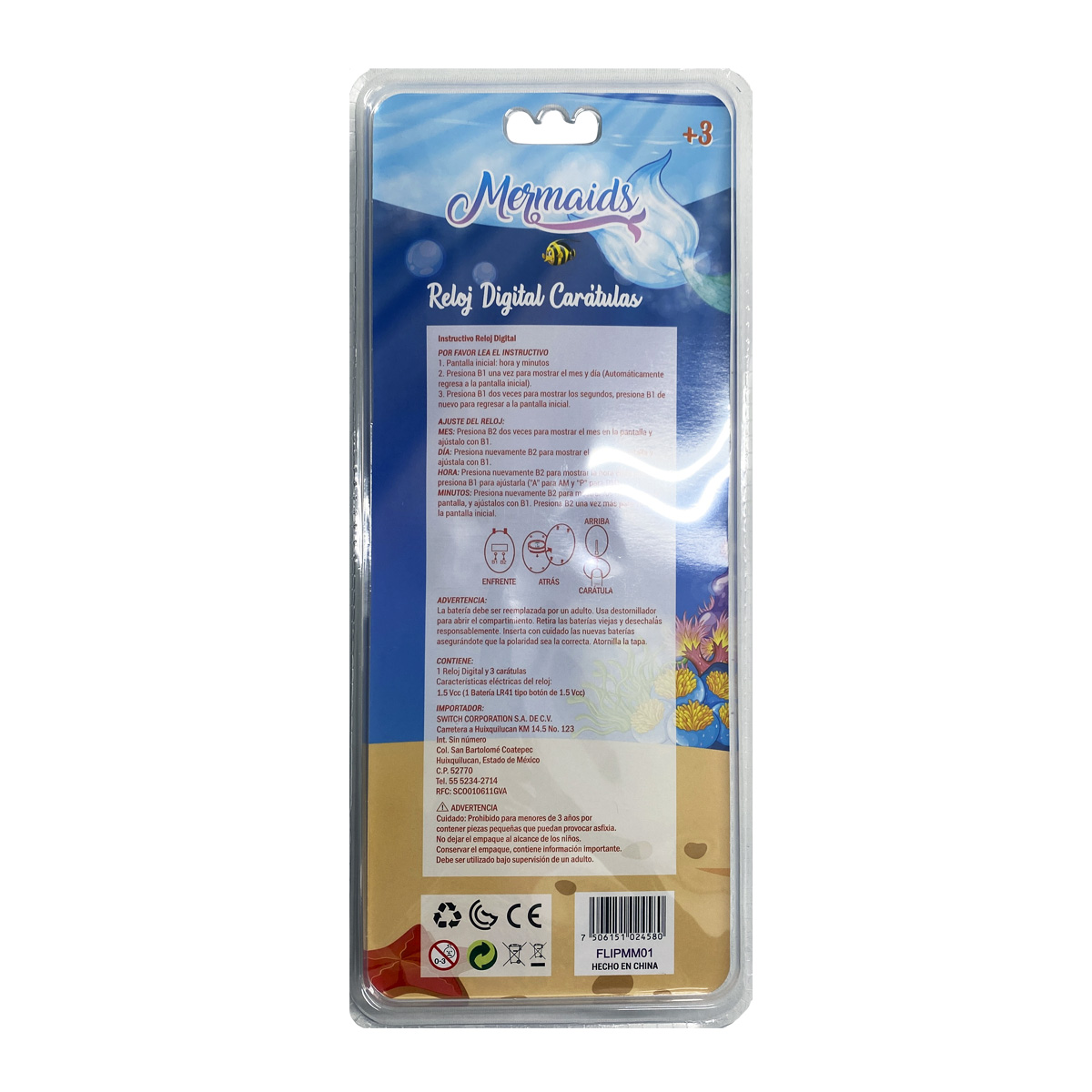 Reloj Digital con Caratulas Intercambiables Sirenitas Switch