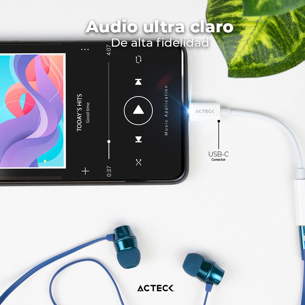 Adaptador USB C Jack 3.5 mm Shift Plus Acteck AA405