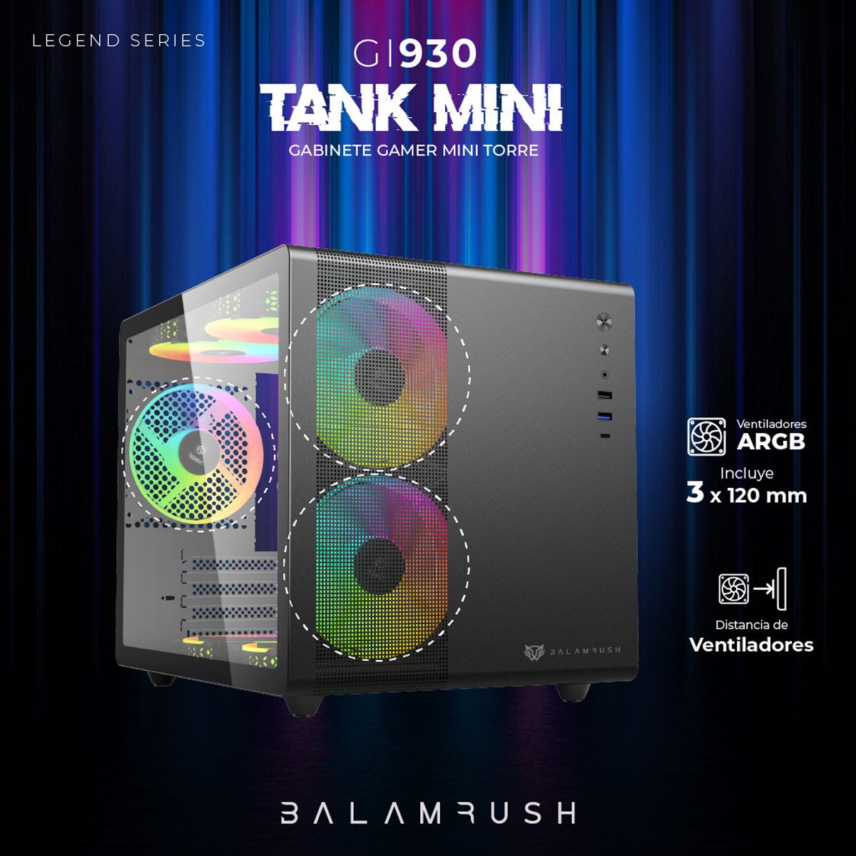 Gabinete Micro Torre Tank Mini GI930 Negro