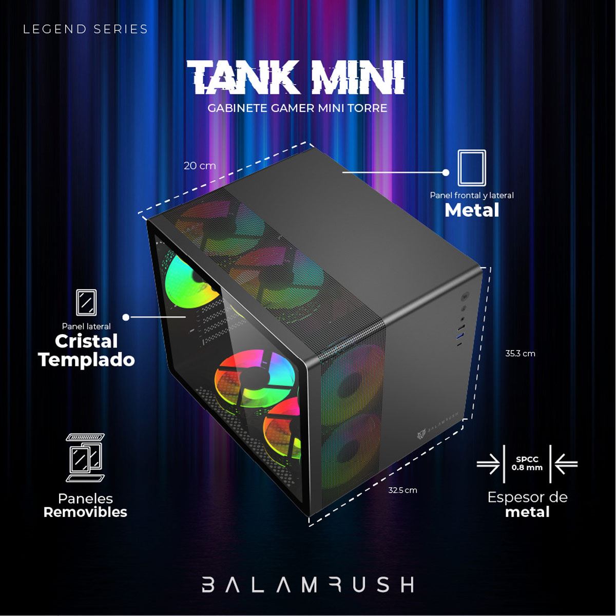 Gabinete Micro Torre Tank Mini GI930 Negro