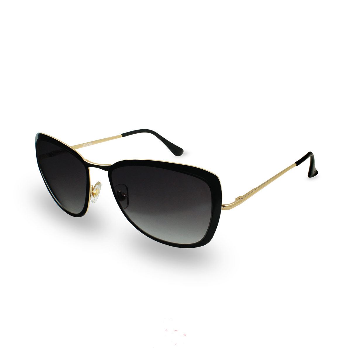 Lentes cateye mtl negro/dorado micas negras Emanuel Ungaro