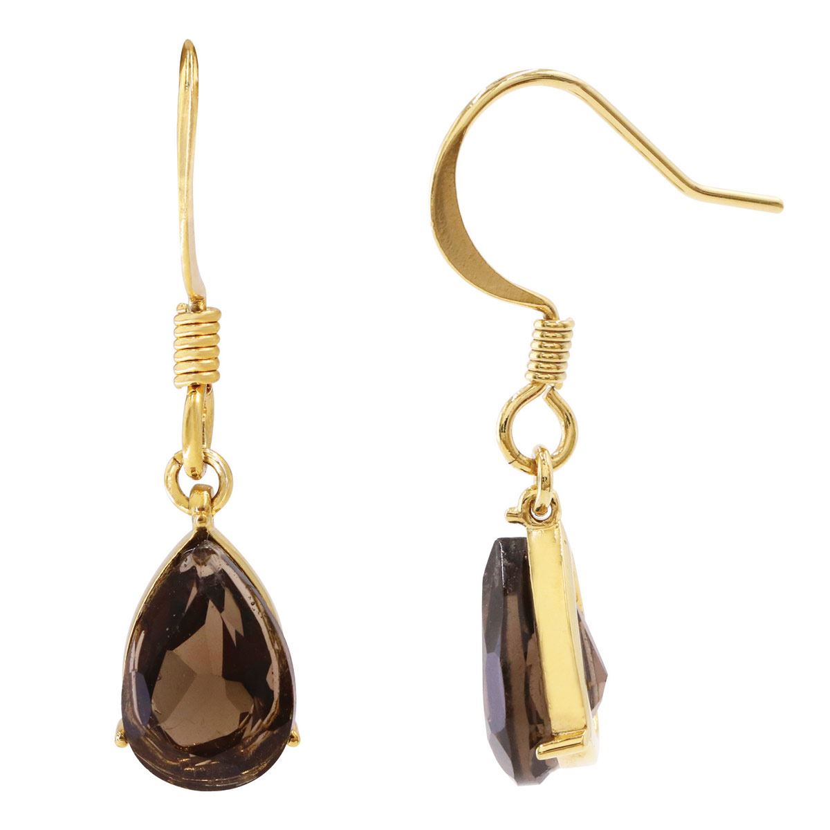 Aretes con Piedra Natural Semipreciosa Smoky Quartz