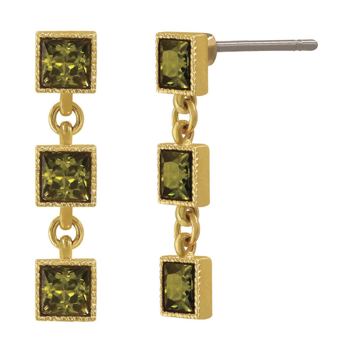 Aretes Dorados Con Circonias Olivine Carré