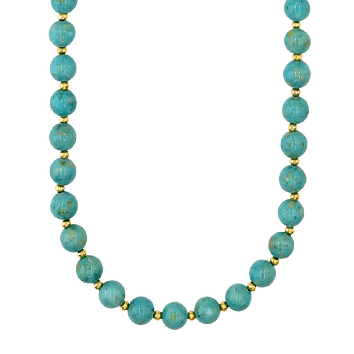 Collar En Acabado Dorado Con Piedra Natural Fossil Color Turquesa Emanuel Úngaro