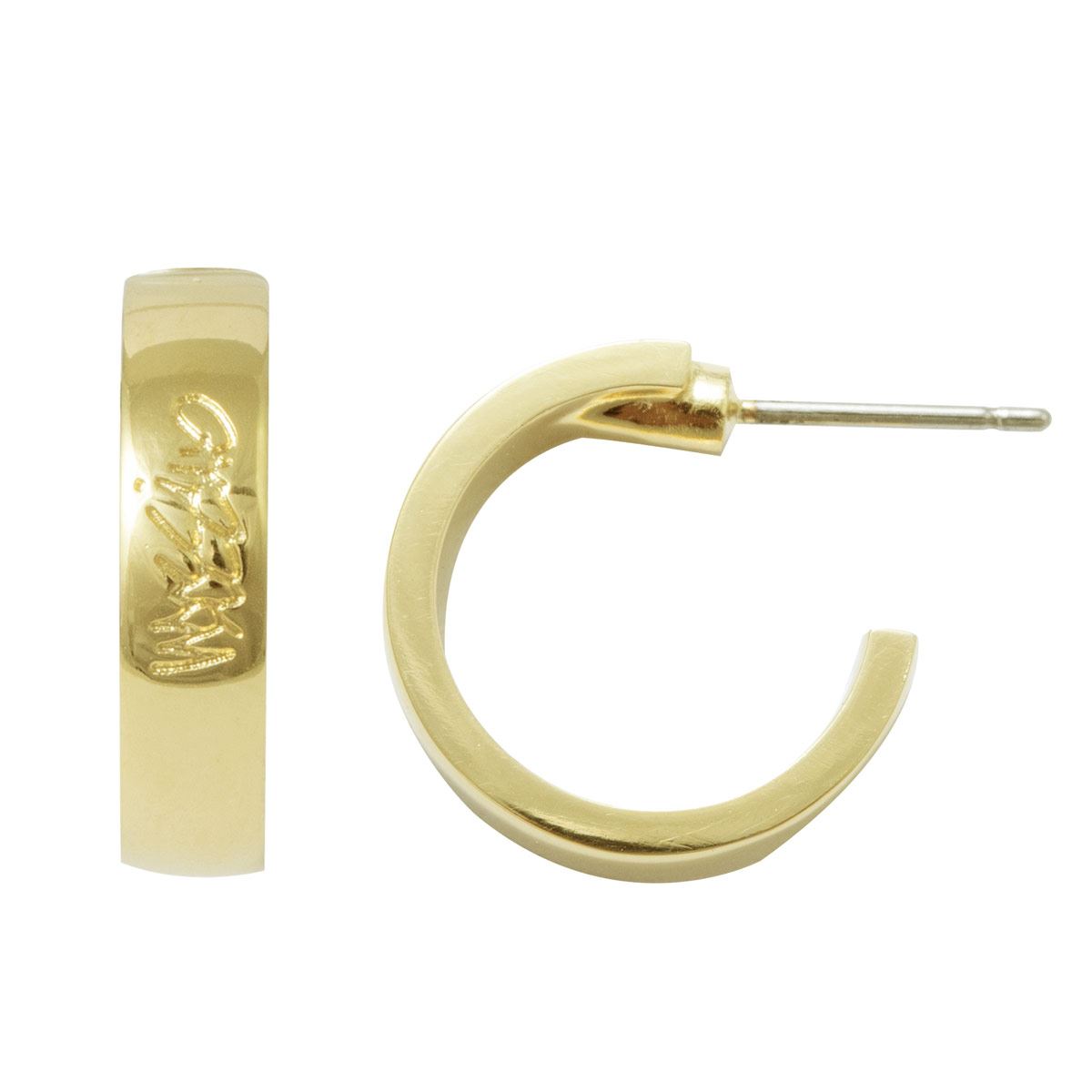 Arracadas en dorado con grabado de marca Mossimo