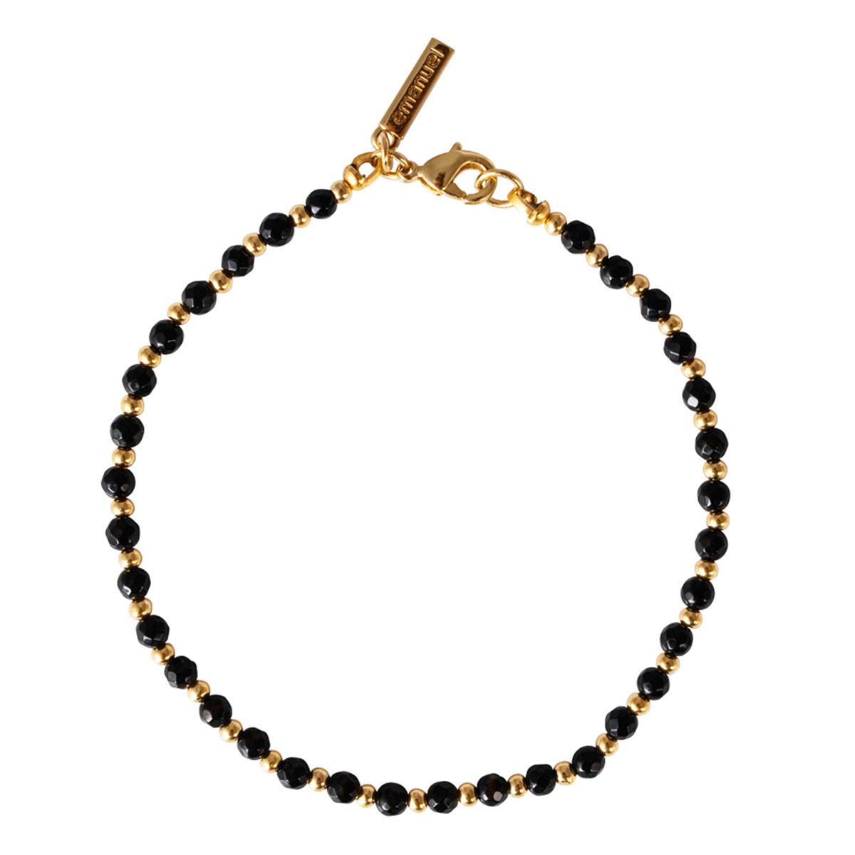 Pulsera en dorado con beads de piedra natural ágata negra Emanuel Ungaro