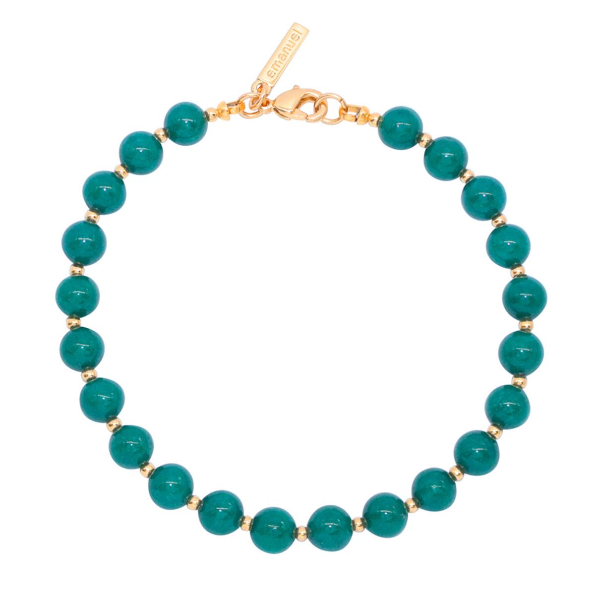 Pulsera En Dorado Con Piedra Natural Jade Verde Emanuel Ungaro