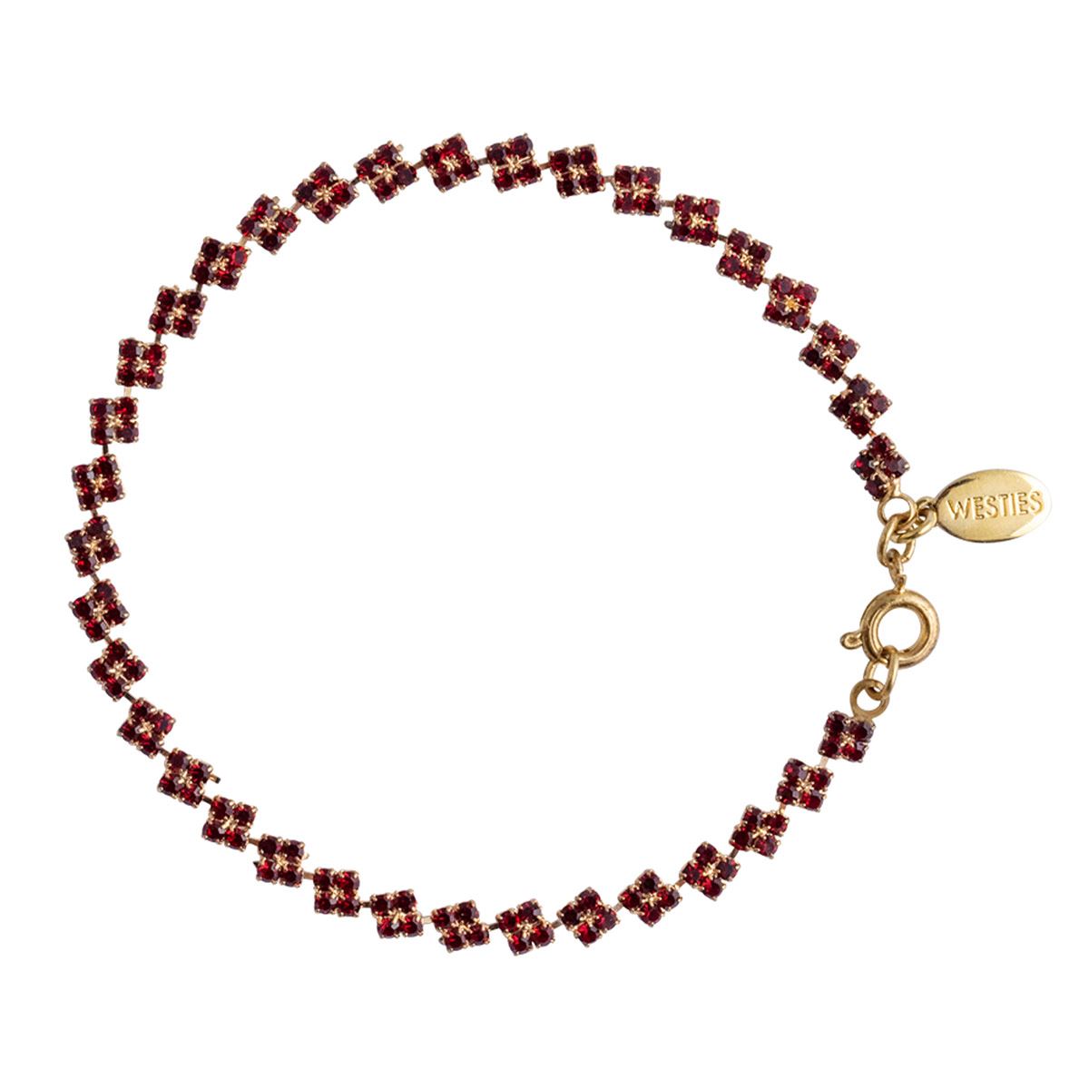 Pulsera Con Finas Flores Color Rojo En Acabado Dorado Wesites