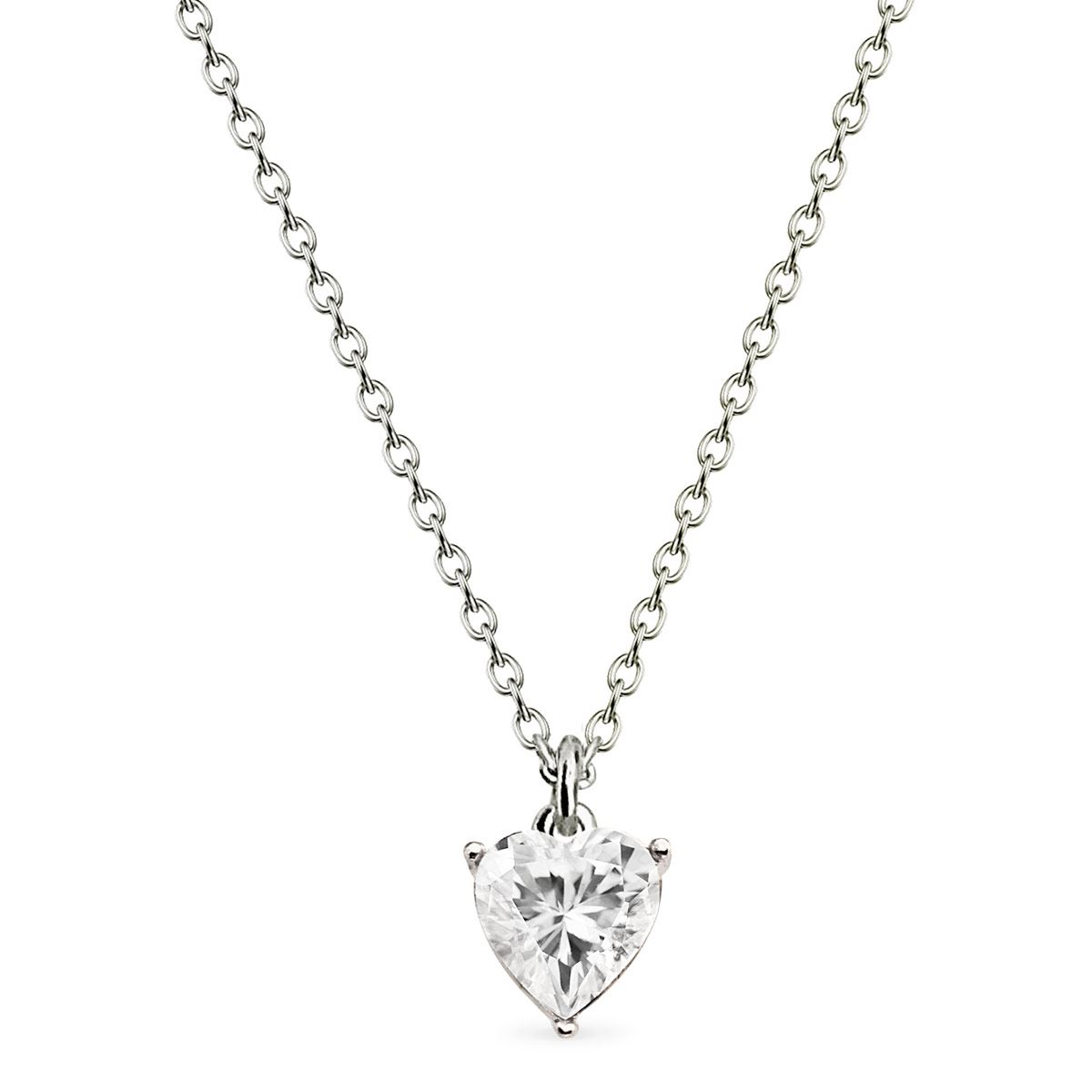 Dije En Rodio Con Circonia En Forma De Corazón Color Cristal Mossimo