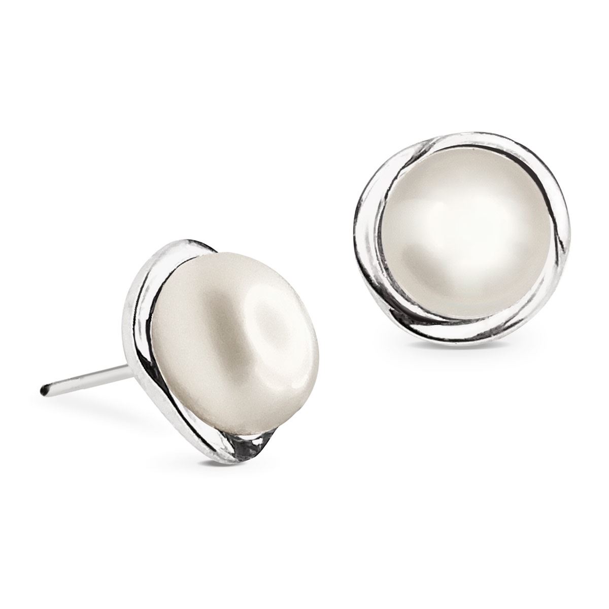 Aretes En Rodio Con Perla Y Contorno Irregular Artre .925