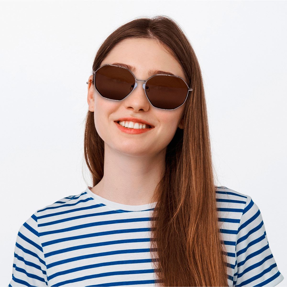 Lentes De Sol Redondos Metal Dorado Micas Cafés para Mujer Mossimo