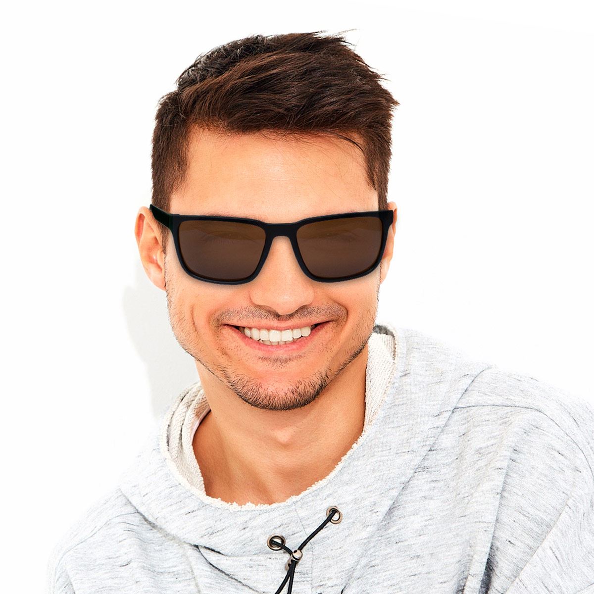 Lentes De Sol Cuadrados Pasta Negra Micas Cafés para Hombre Mossimo