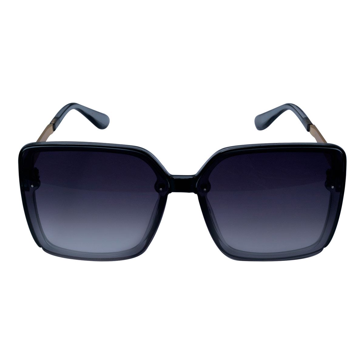 Lentes de Sol Cuadrados Emanuel Ungaro Oversize Pasta Negra Metal Dorado Mica Negra para Mujer