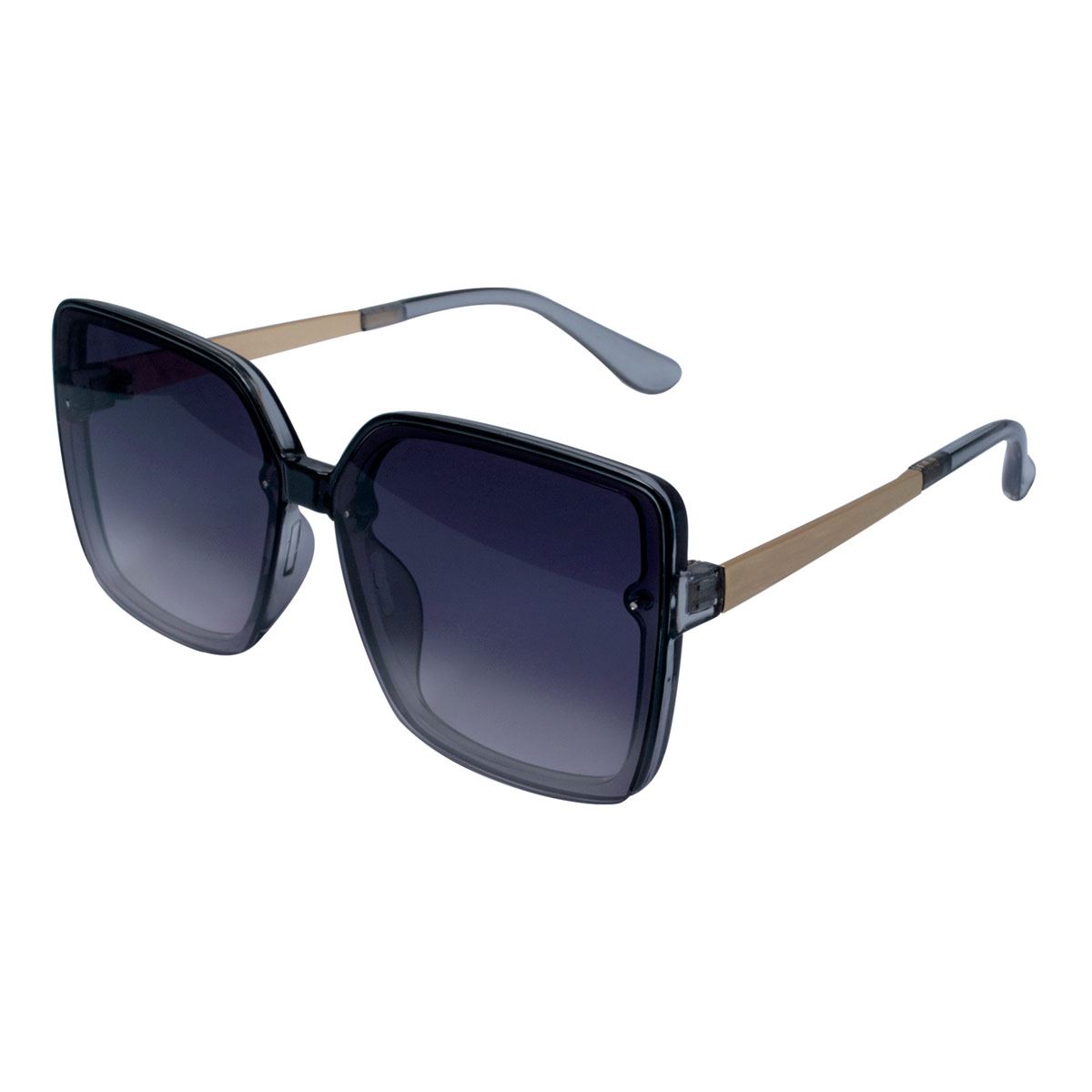 Lentes de Sol Cuadrados Emanuel Ungaro Oversize Pasta Negra Metal Dorado Mica Negra para Mujer