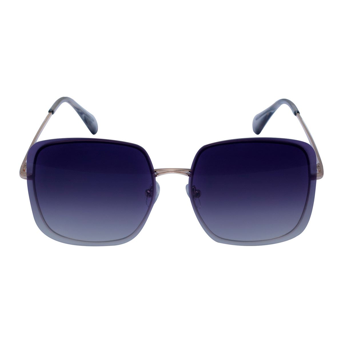 Lentes de Sol Cuadrados Emanuel Ungaro Oversize Metal Dorado Mica Negra para Mujer