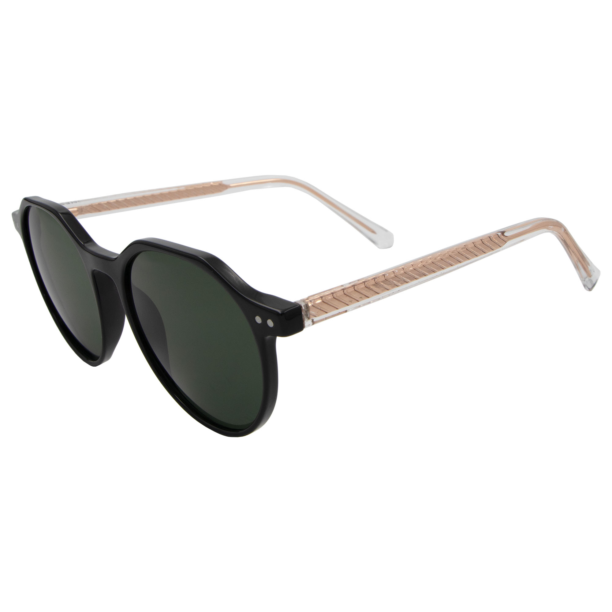 Lentes De Sol Redondos Pasta Negro Micas Verdes Para Mujer Westies