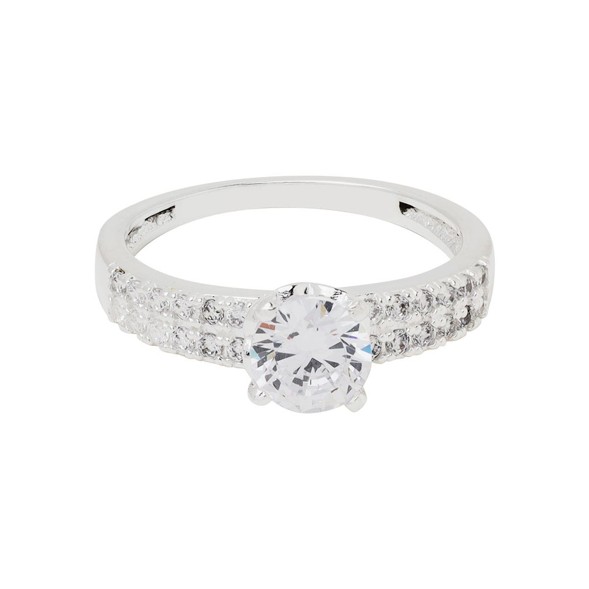 Anillo Plata .925 Doble Línea con Zirconia Villalpando