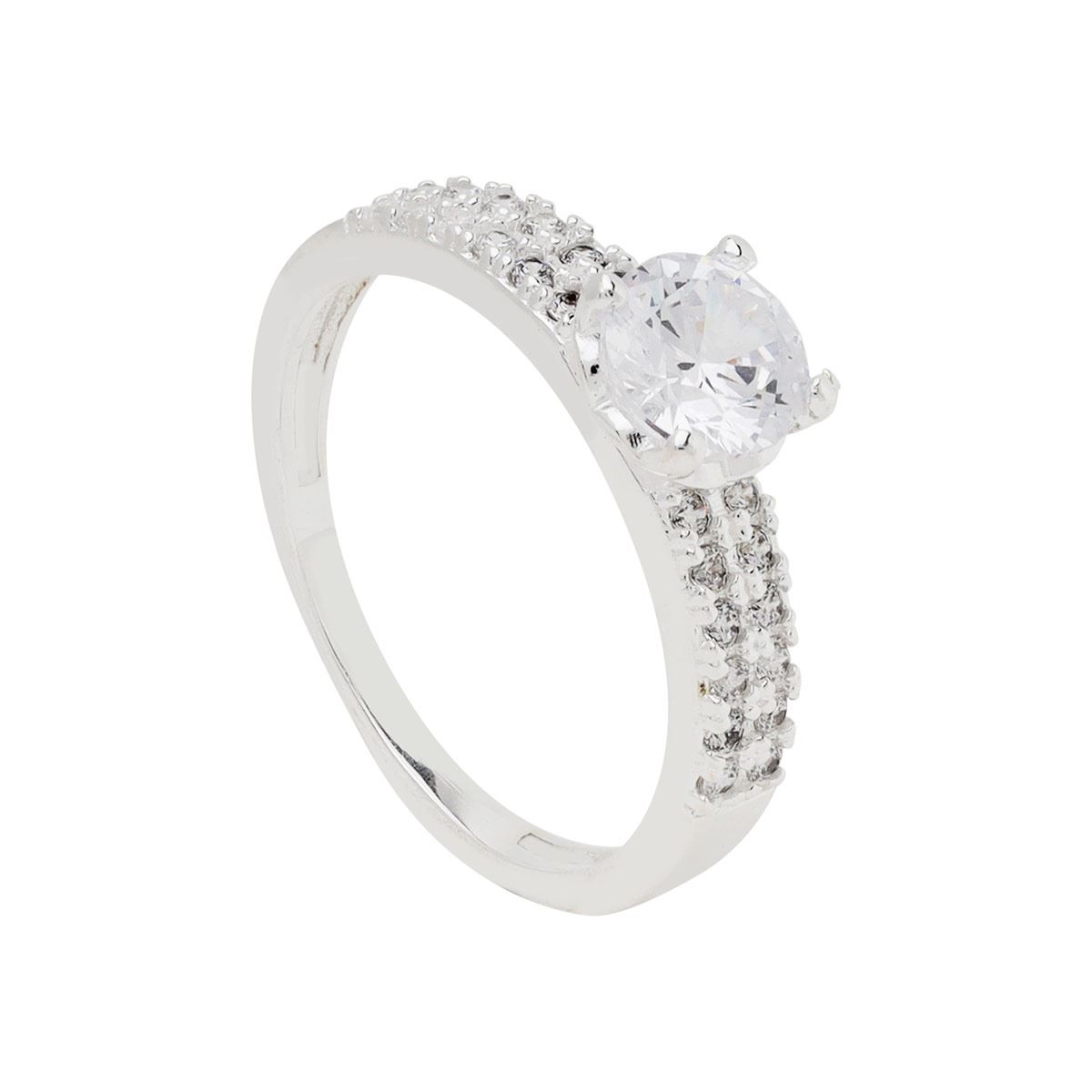 Anillo Plata .925 Doble Línea con Zirconia Villalpando