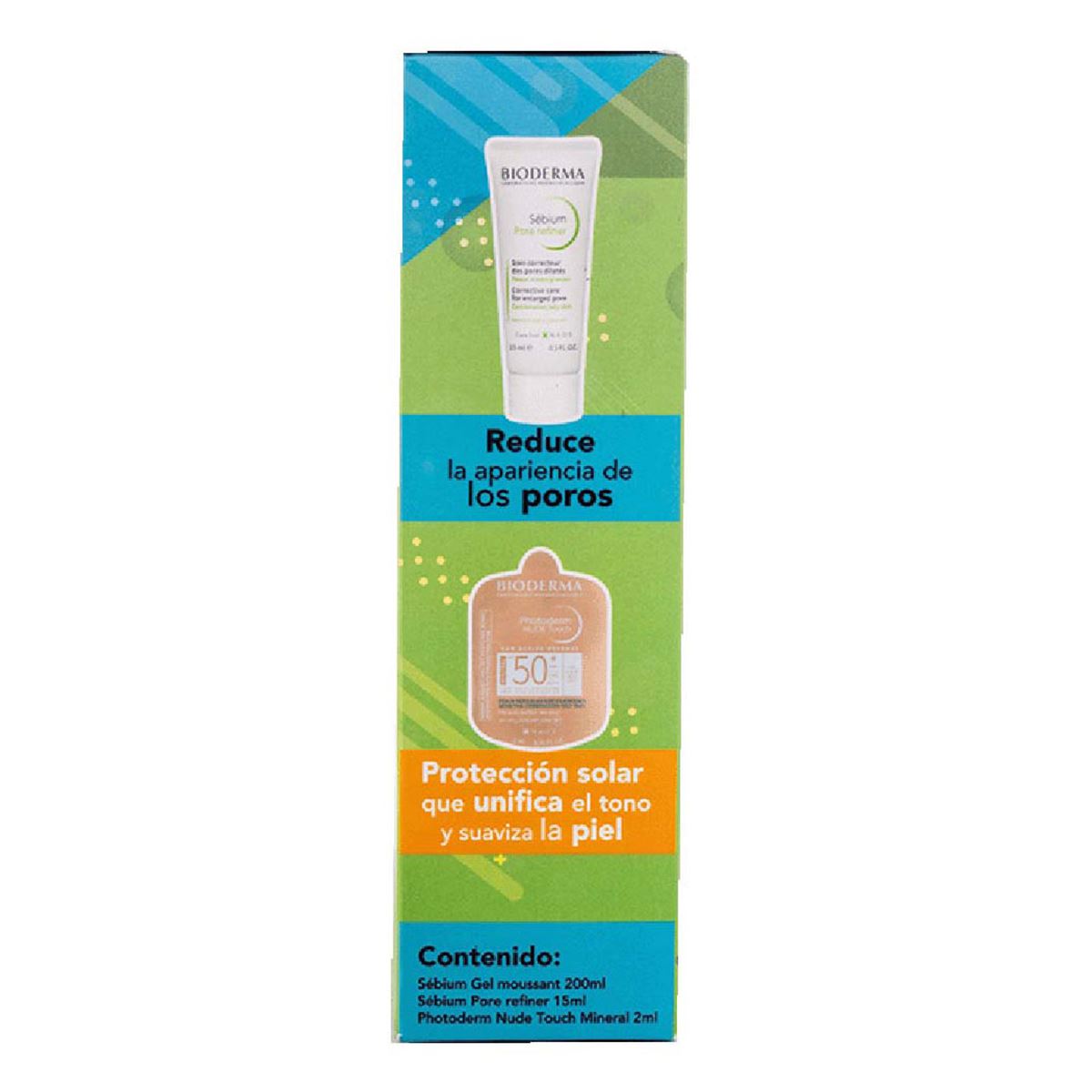 Pack Bioderma Sébium Gel moussant + Sebium Pore refiner + Mini Photoderm Nude Touch Claro