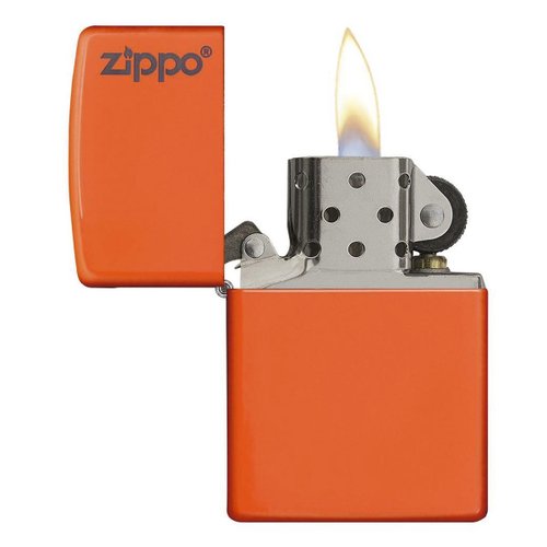 Encendedor Zippo Neon Naranja con Logo Zippo