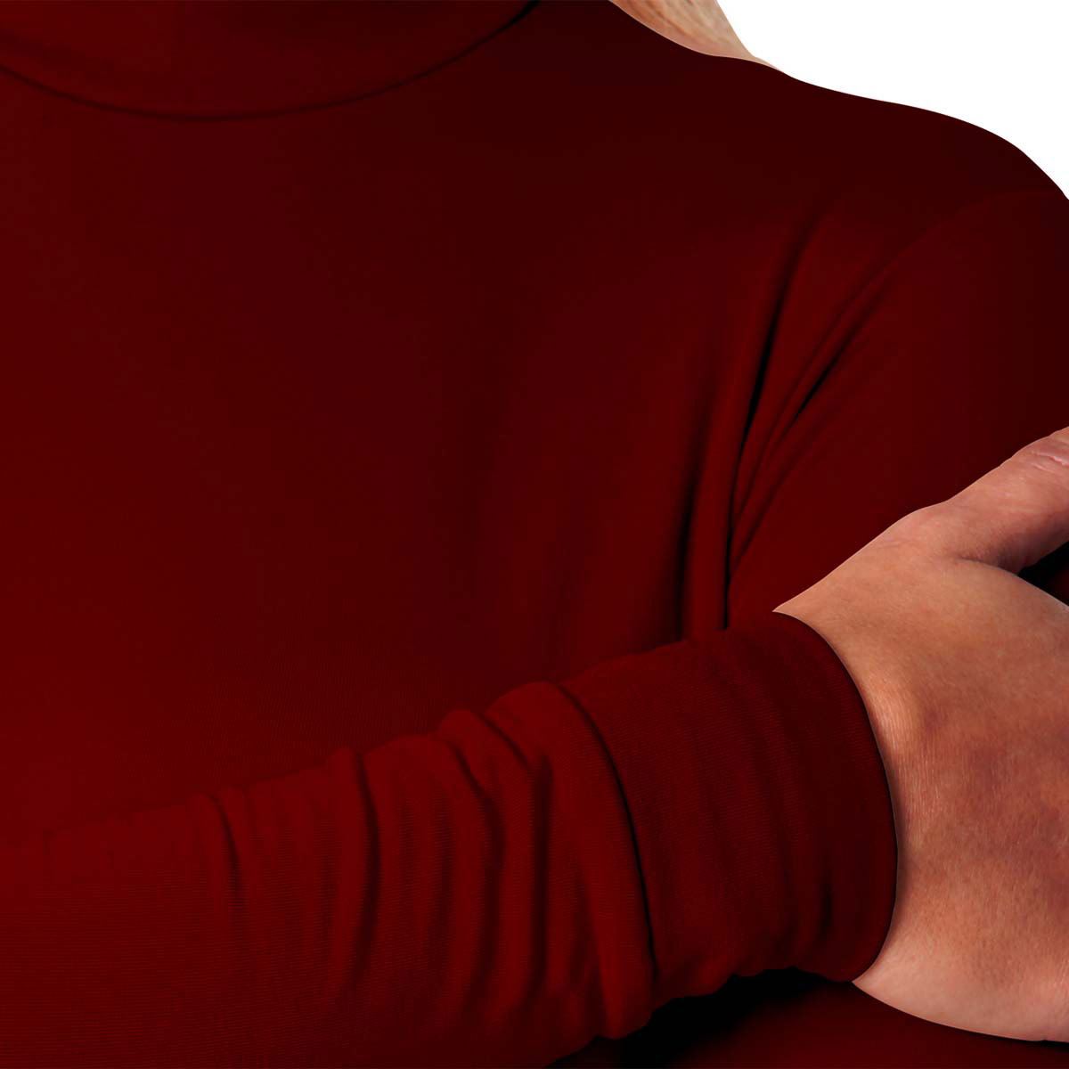Camiseta Oscar Hackman térmica afelpada cuello alto modelo OH-CFCAD color vino talla extragrande dama.