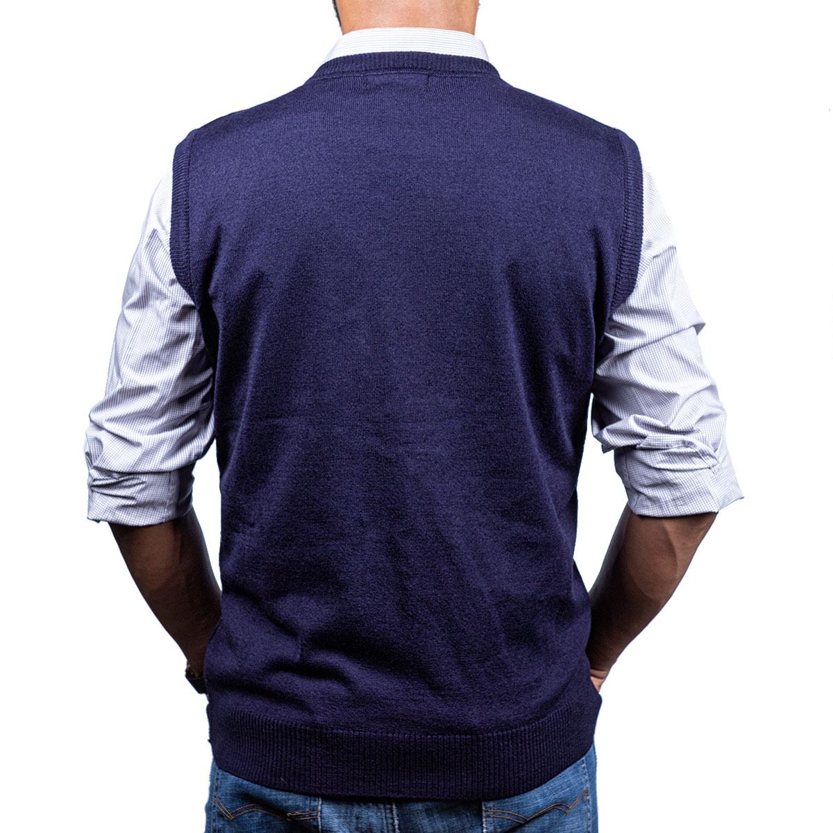 Chaleco Polo Club cuello V oi23-167samch talla grande color azul marino