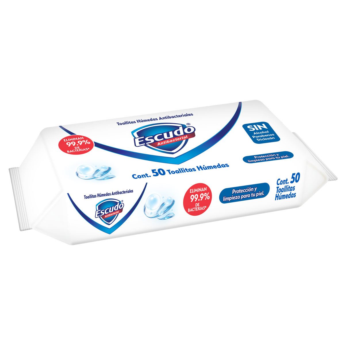 Toallitas Húmedas Antibacteriales Escudo c/50 pzs