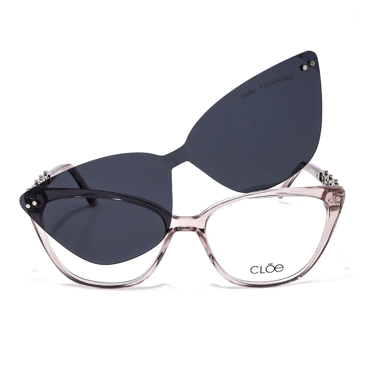 Armazón Oftálmico Cloe Color Rosa Con Clip Polarizado Para Mujer