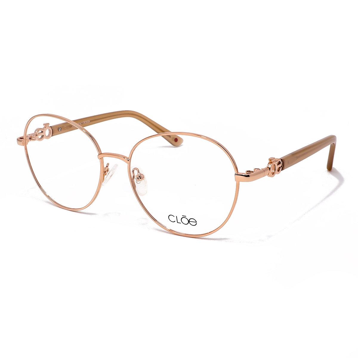 Armazón Oftálmico Cloe Color Oro Rosa Con Clip Polarizado Para Mujer