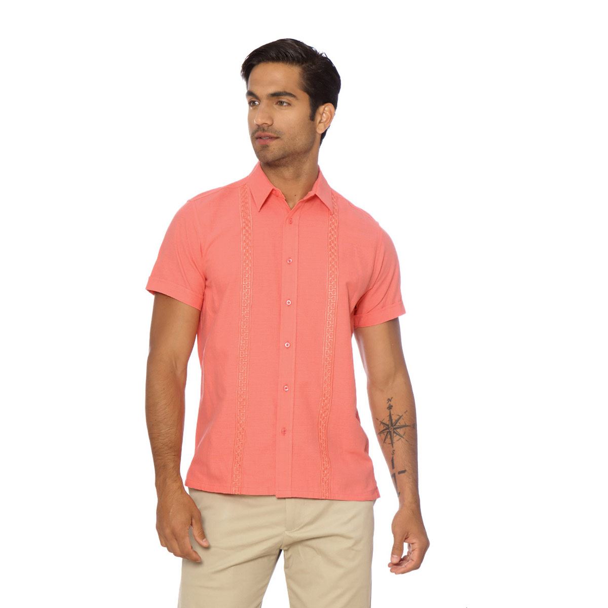 Camisa P/ Playa Manga Corta Salmón Talla Chica