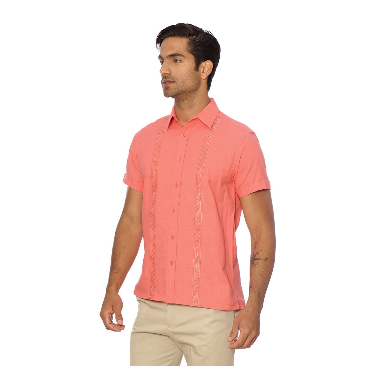 Camisa P/ Playa Manga Corta Salmón Talla Mediana