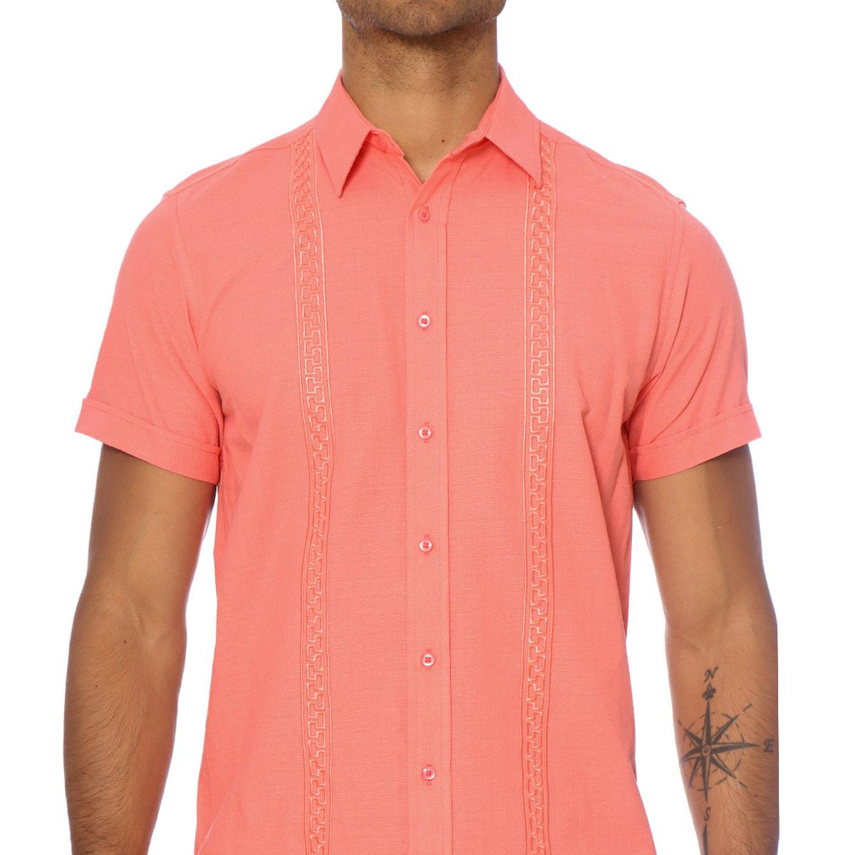 Camisa P/ Playa Manga Corta Salmón Talla Mediana