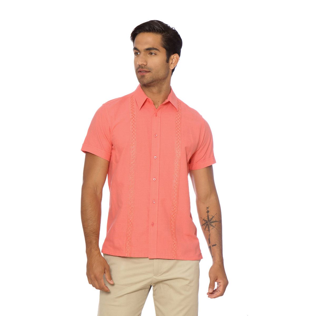 Camisa P/ Playa Manga Corta Salmón Extra Grande